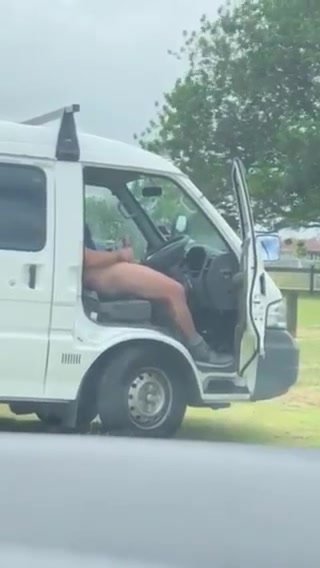 Big cock worker jerking off in a rest area
