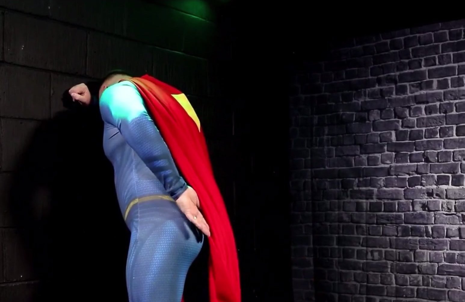 Superman getting kryptonite wet