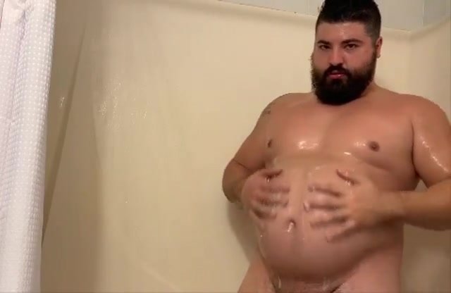 Big belly in the shower