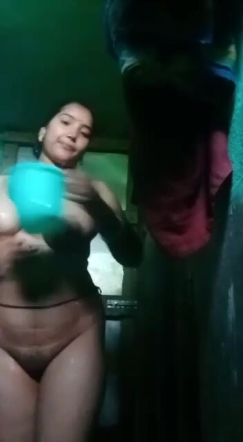 Bengali housewife bathing naked