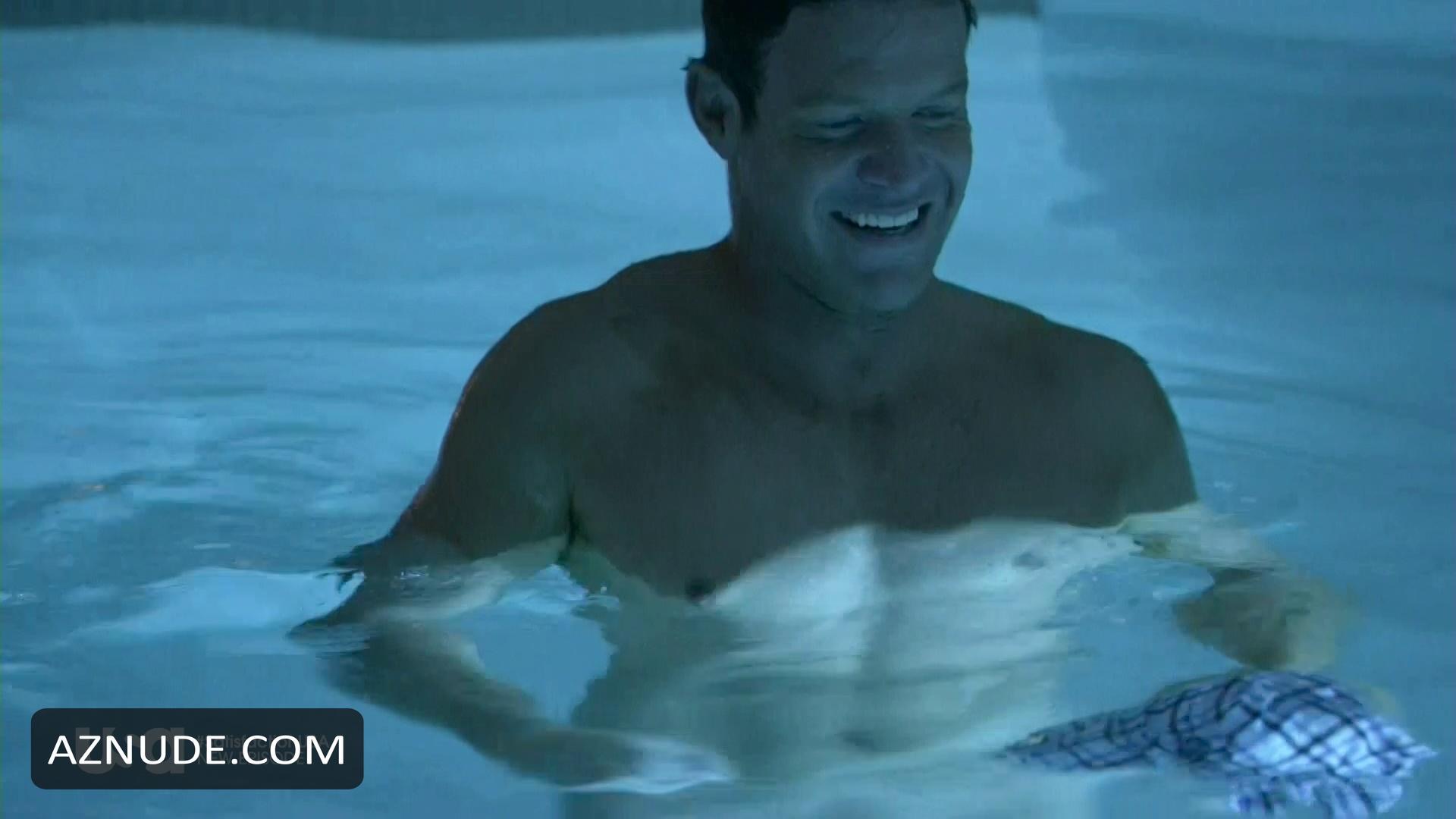 Cfnm Man dives into pool naked