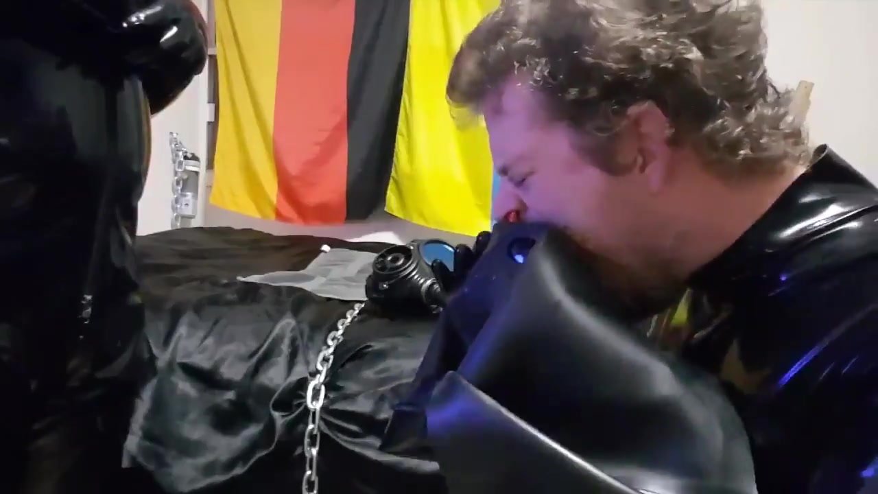 Preparing to be a rubber gimp.