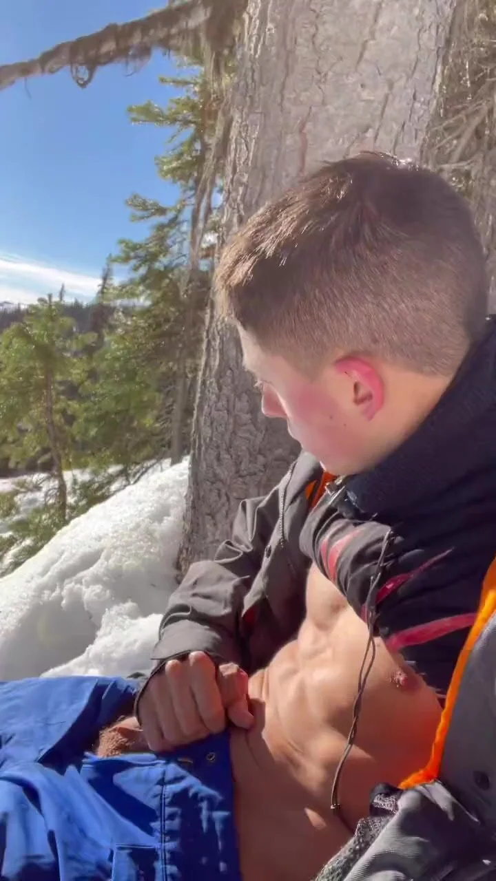 Jerking off in the snow