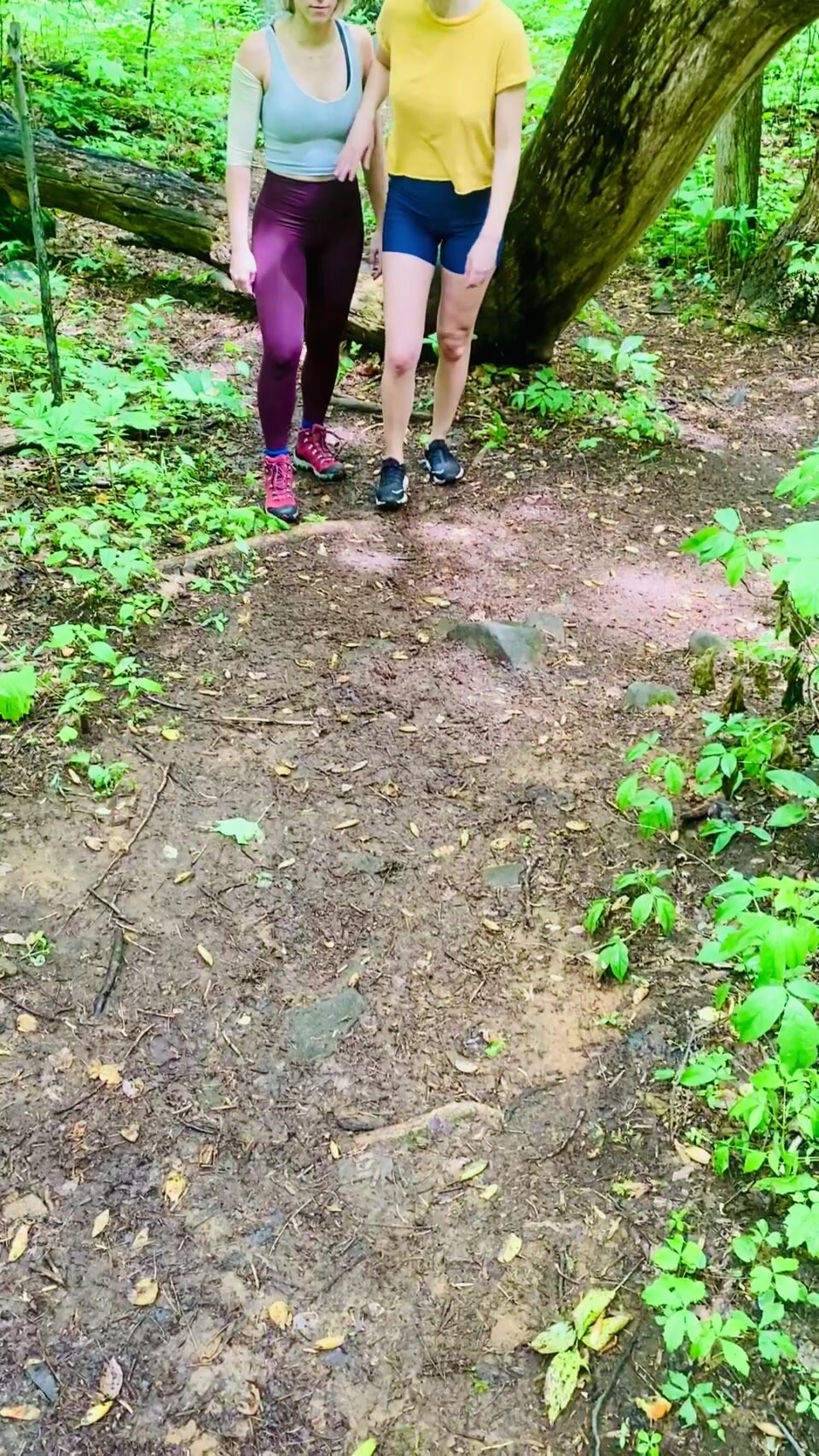Gets her mates tits out in the woods ENF