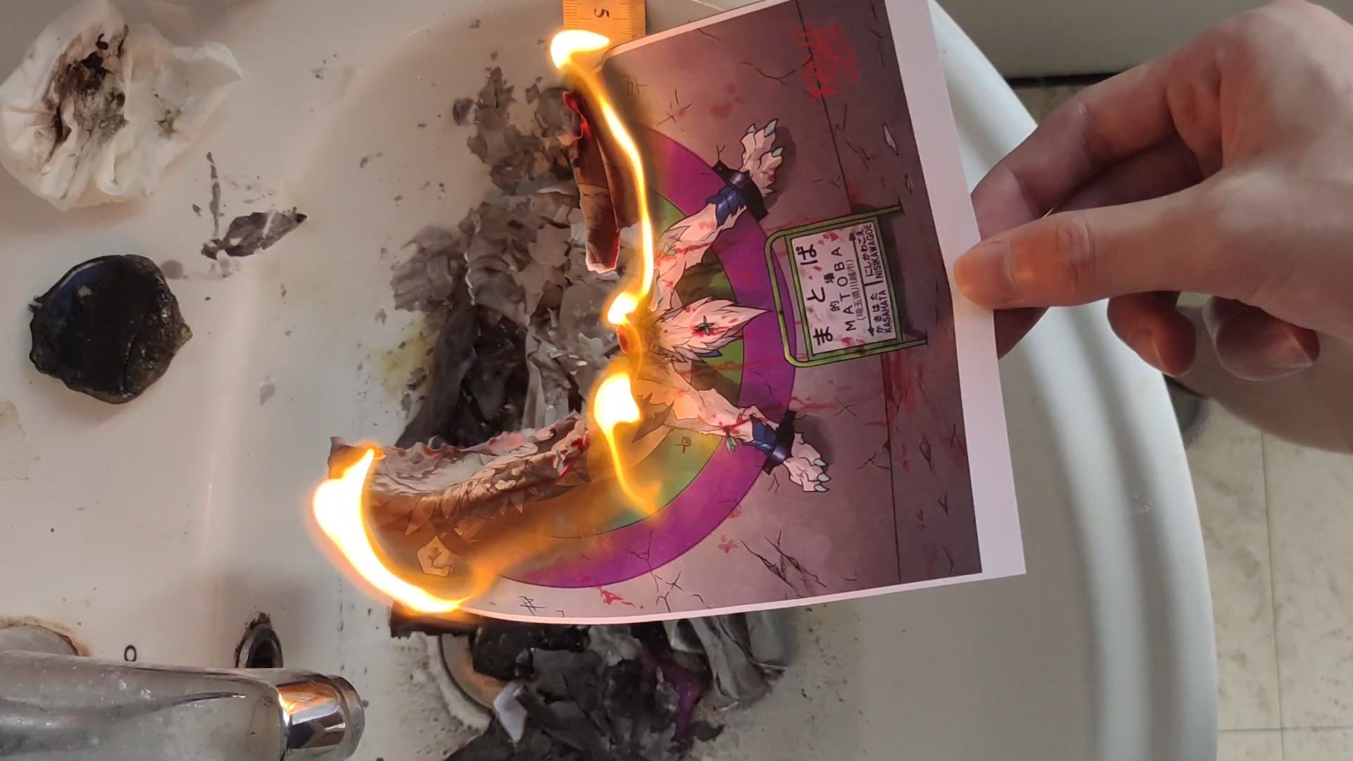 Enjoy the process of incinerating the Furry picture - video 2