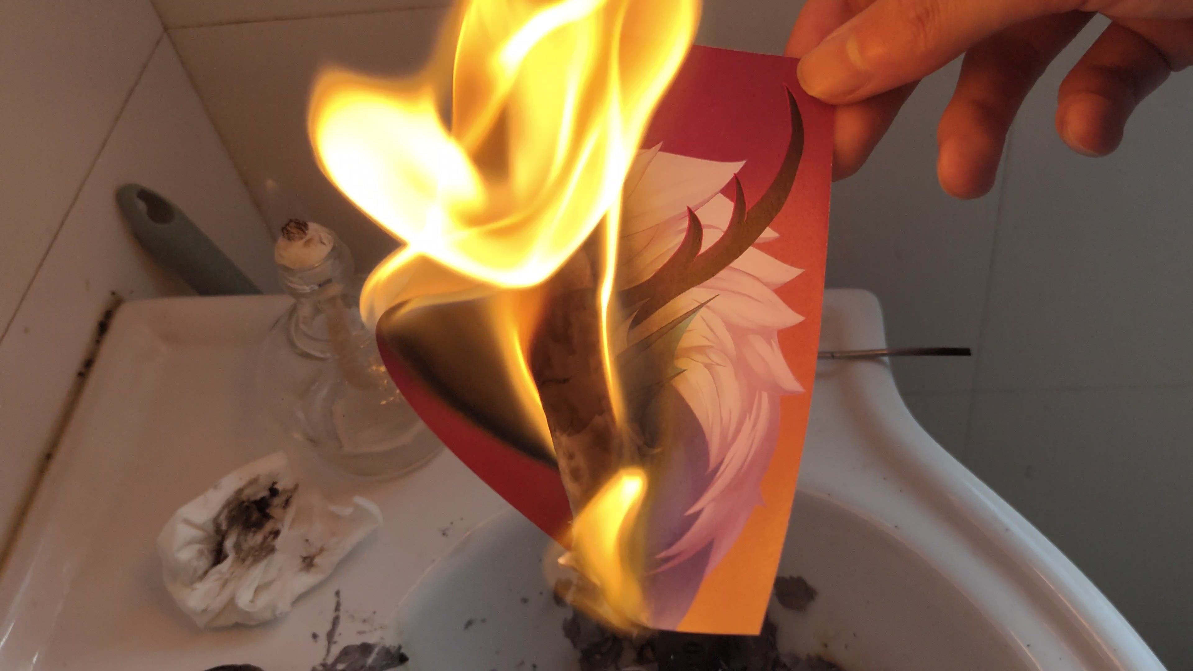 Enjoy the process of incinerating the Furry picture - video 4