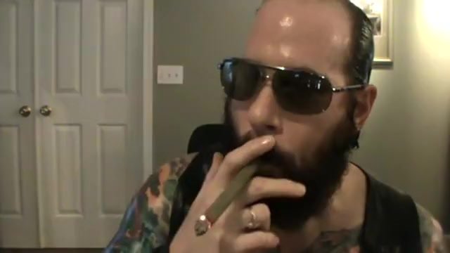 Hot leather dad smoking cigar and cock 9