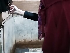 Pregnant hijab girl pissing