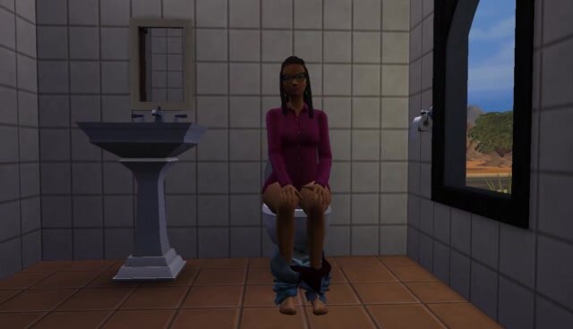 Sims 4  latina teacher caught pooping on toilet