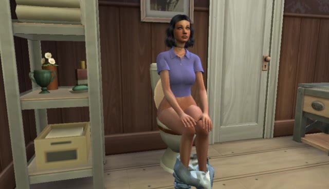 sims 4 tiktok model pooping on toilet