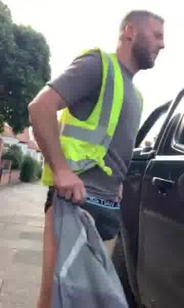 Hot uncut tradie strips in public & gets into shorts