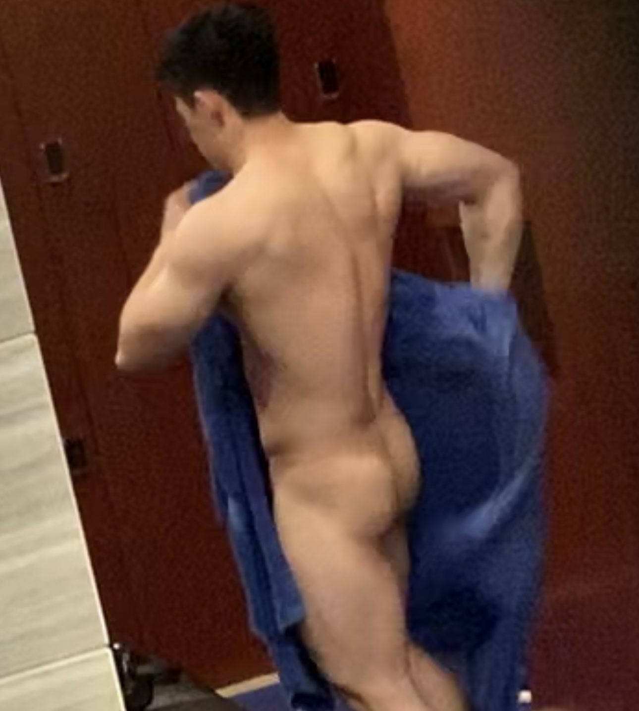 Handsome chinese hunk naked after shower full frontal