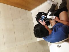 Caught jerking off in public toilet - video 2