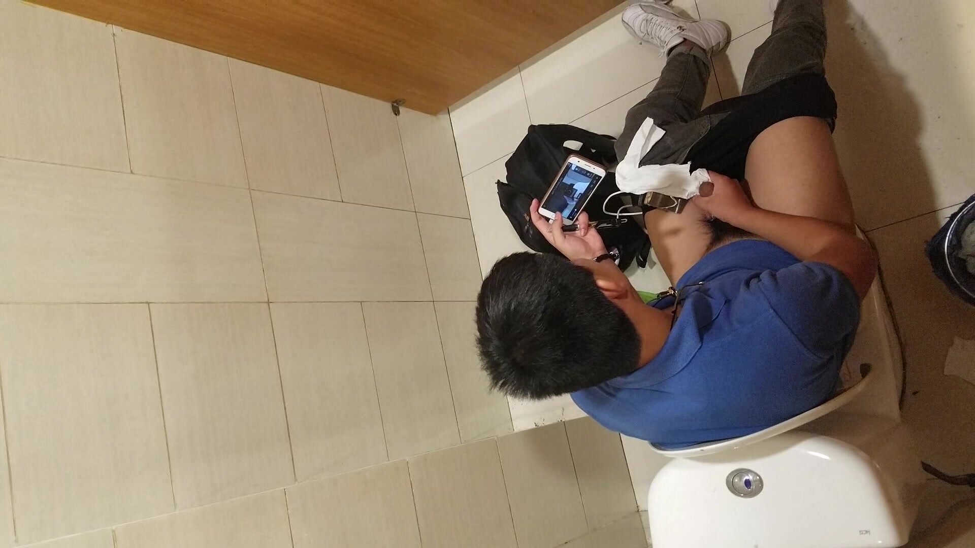 Caught jerking off in public toilet - video 2