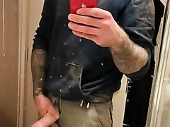 Sexy dirty str8 tradie plays with his big dick