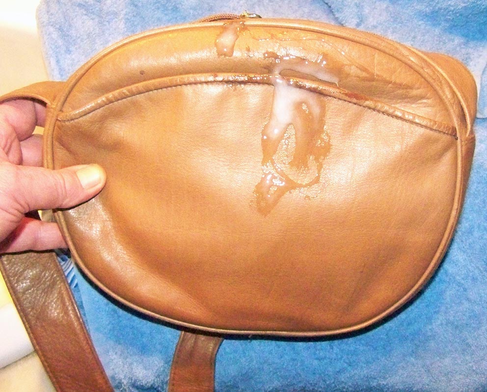 cum on leather purse