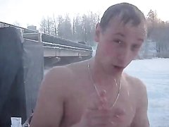 Russian Naked in the cold 2 ( dick slip )
