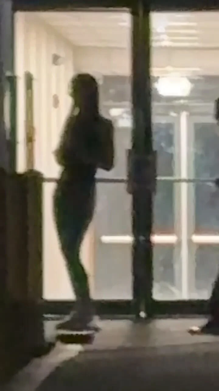 College girl pissing outside with friends photo