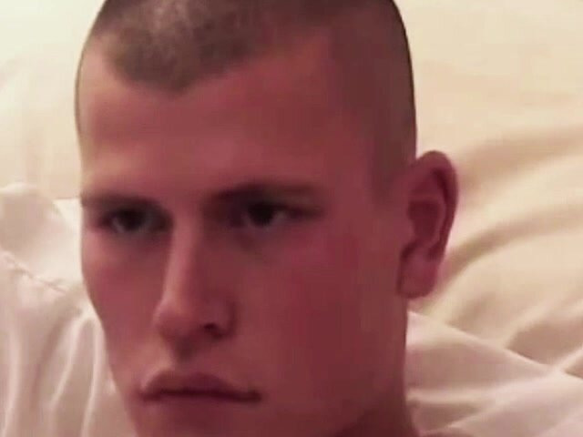 marine jerks, cums and smokes a cigarette