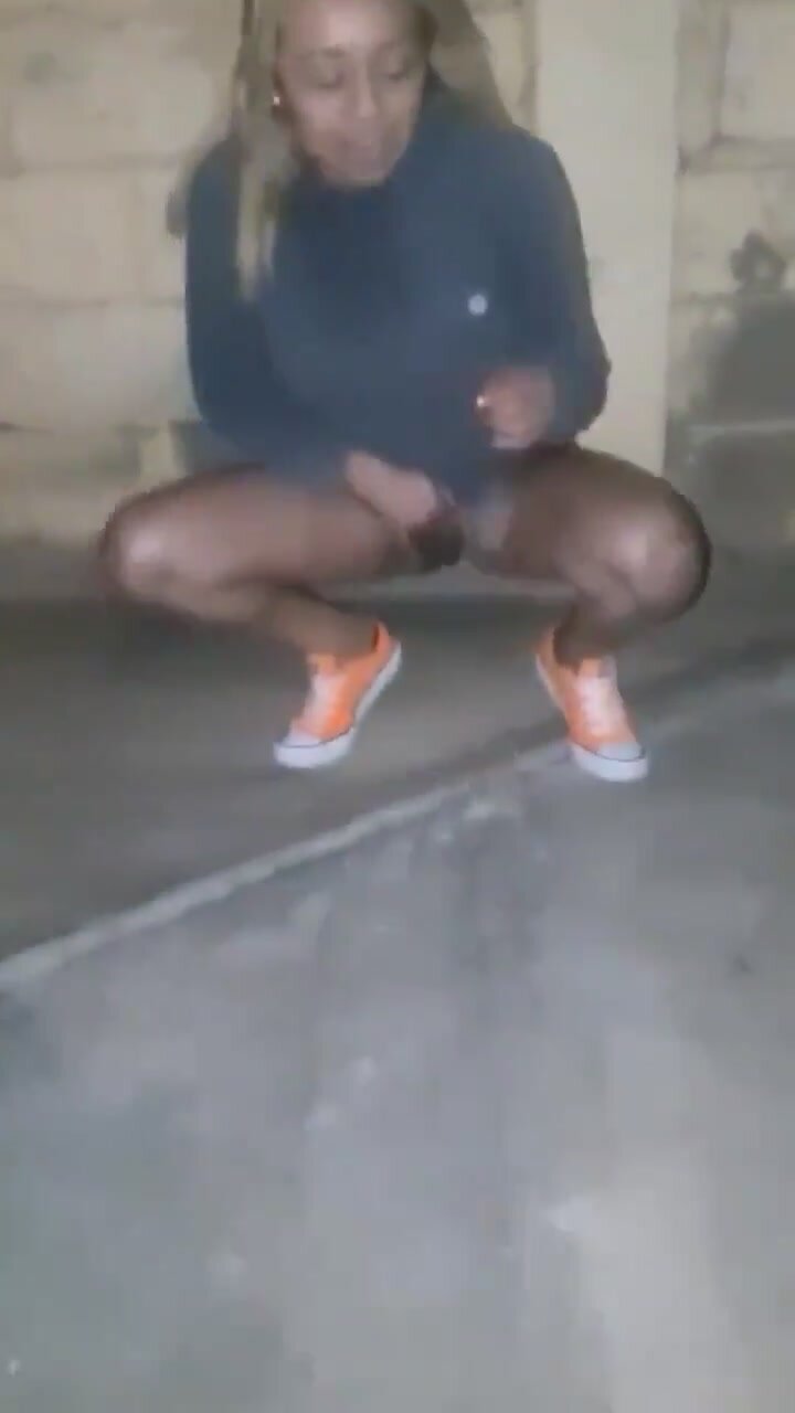 Black girl peeing basement