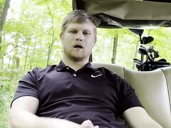Str8 white dude cums in golf cart
