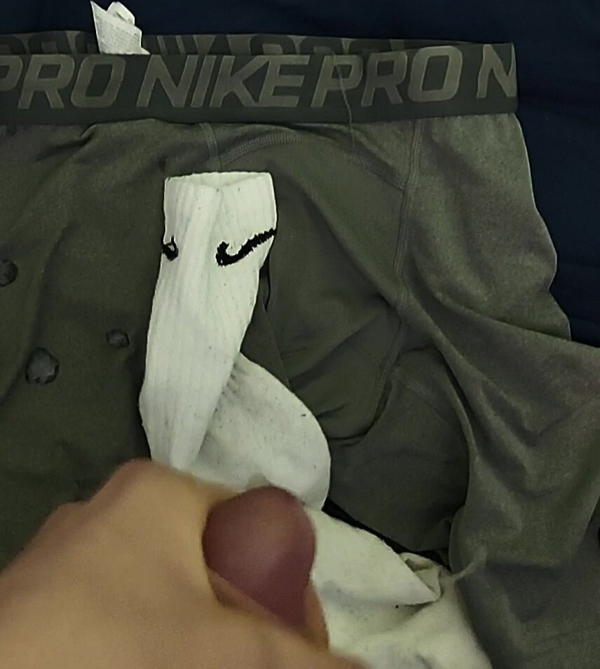 Cum on Nike pro shorts and sock