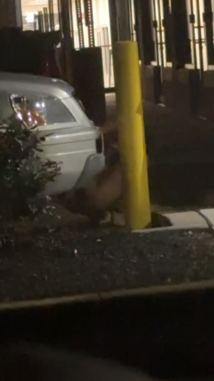 Girl pissing outside her own apartment