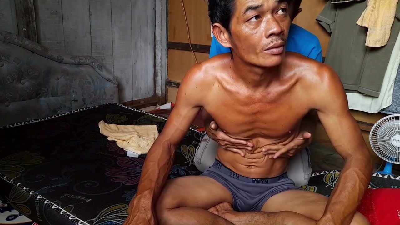 lean guy with visible heartbeat gets massage