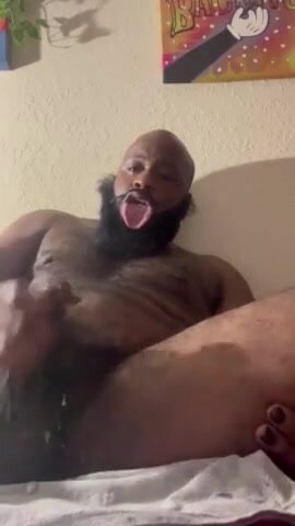 Thick, hairy and verbal Black stud blows load