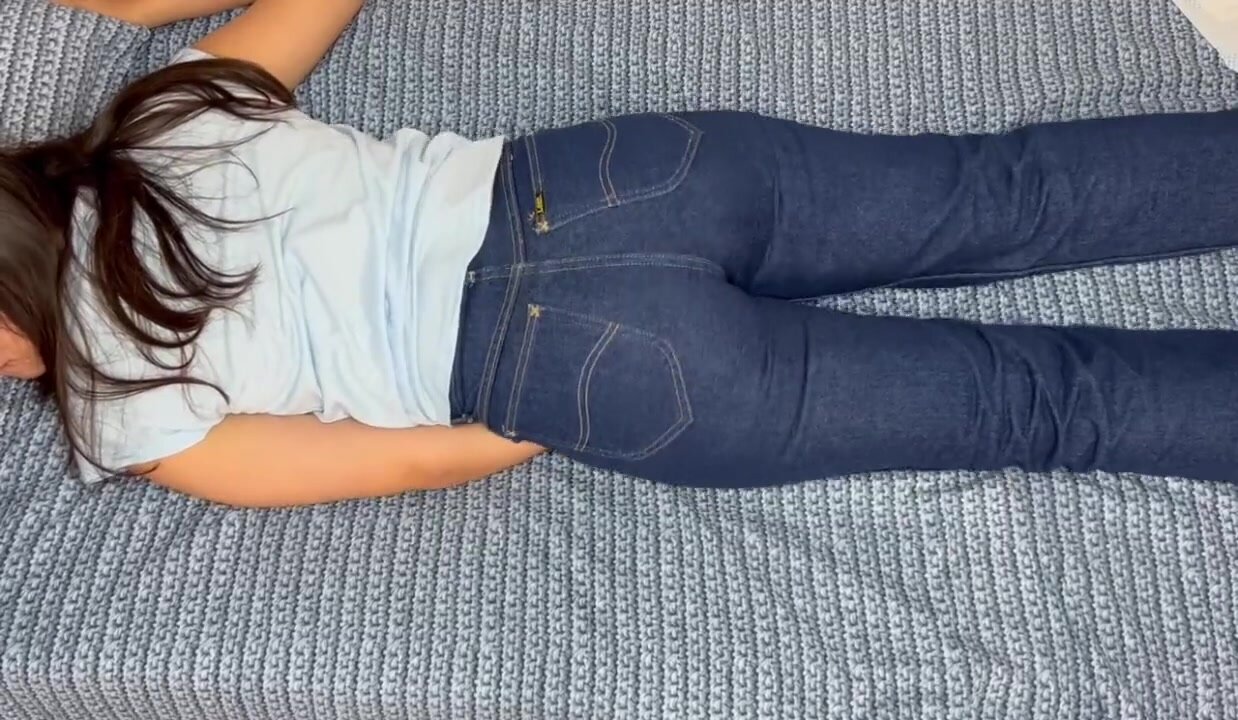 Squirt in jeans pants