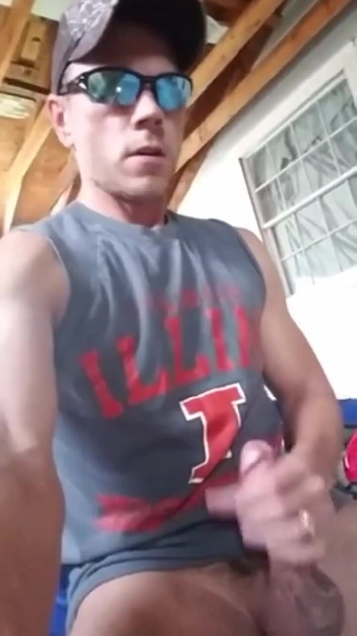 young redneck jerks off outside