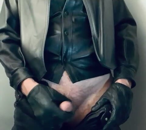 Leather man showing micro penis 5-10-2023
