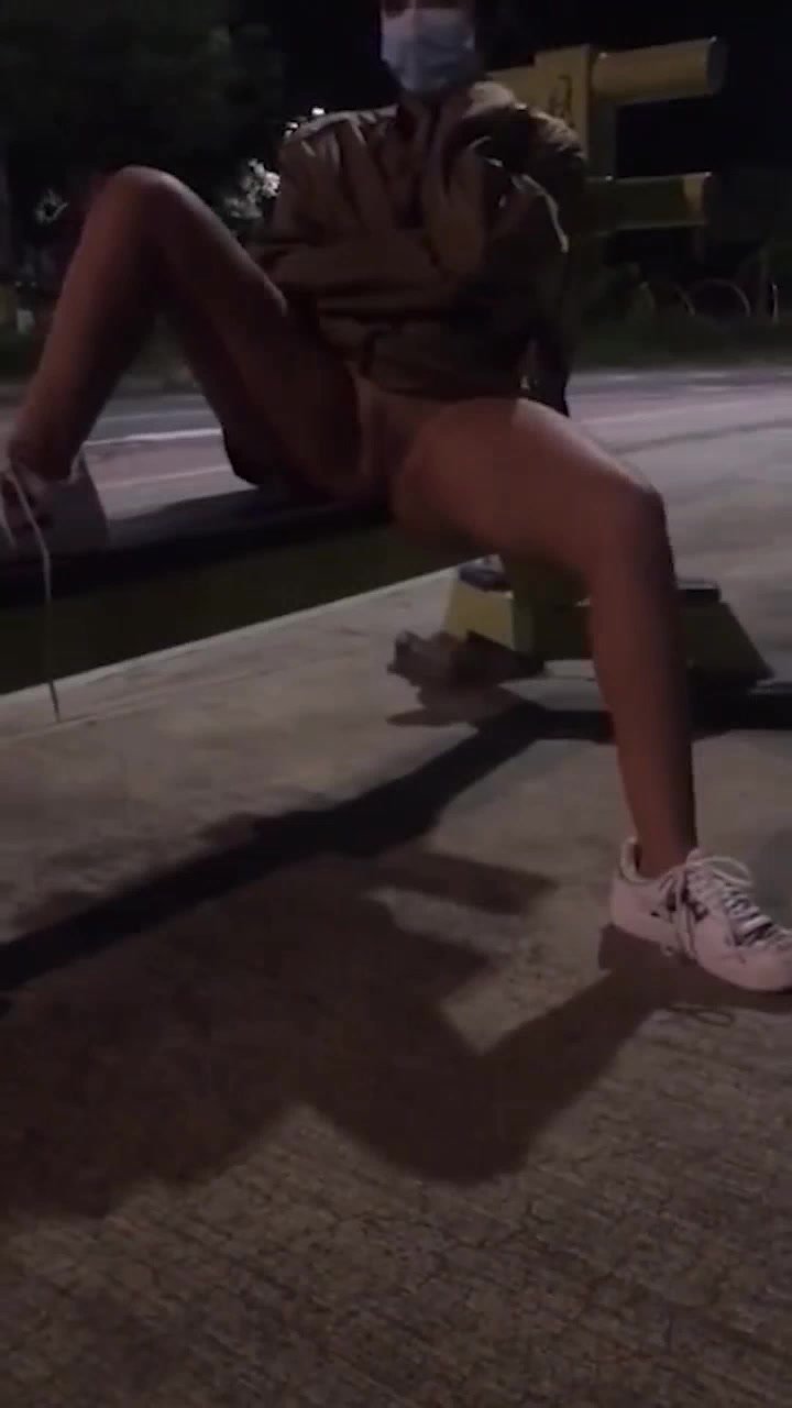 Naughty girl pee in public