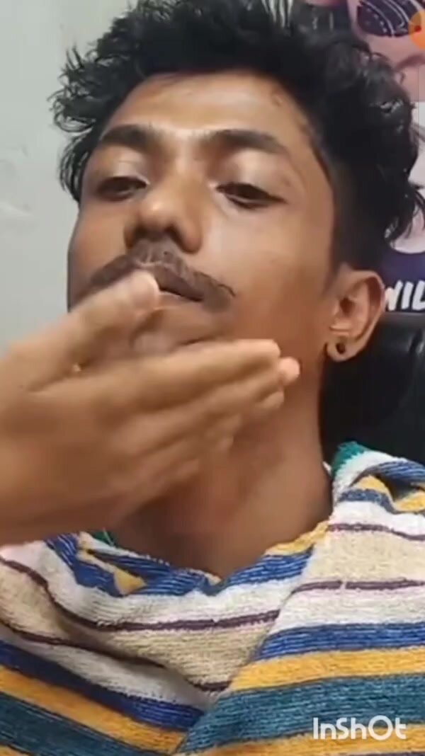 Indian boy mouchase shave