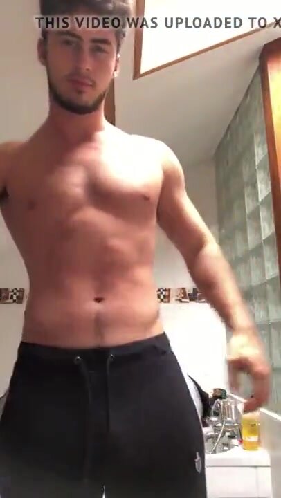 Guy stripping and jerking