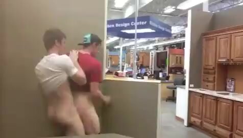 Two bros fuck in a home improvement store