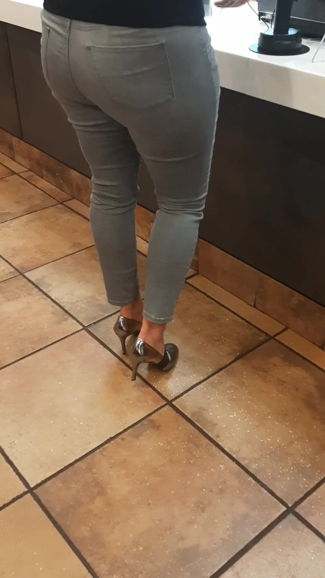 Evil Blonde Pissing All Over McDonalds Restaurant Floor