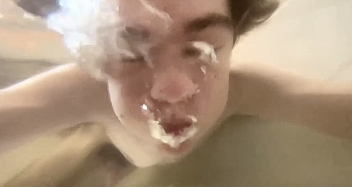 Twink Boy Blows Bubbles Underwater In The Bathtub