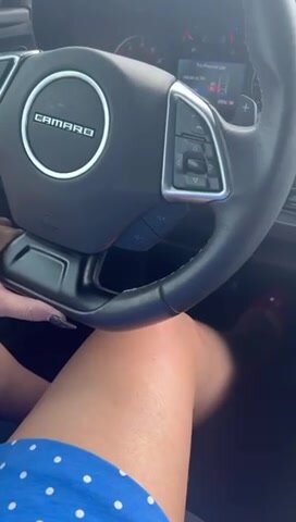 Hot woman driving fast in red heels