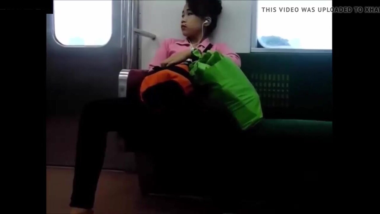 Caught Asian public train fingering