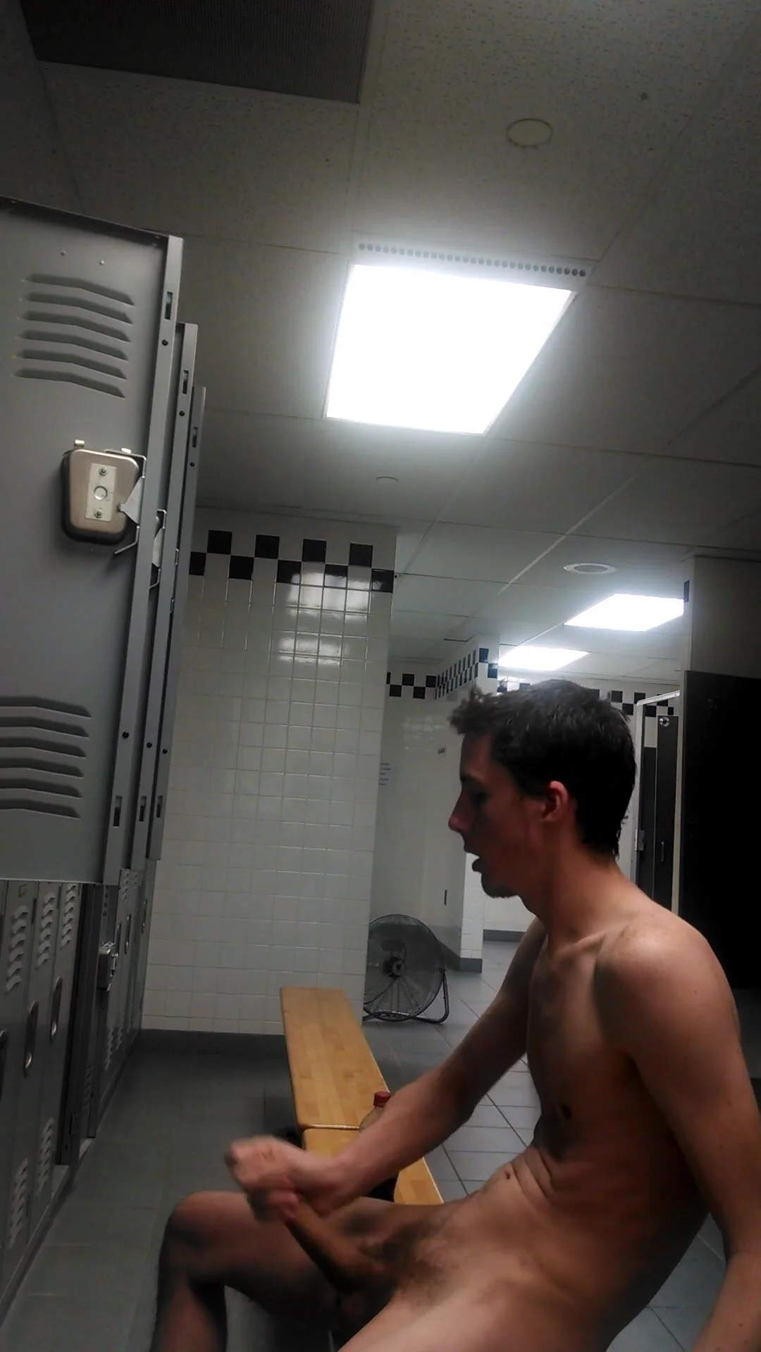 Risky jerk off in locker room - ThisVid.com