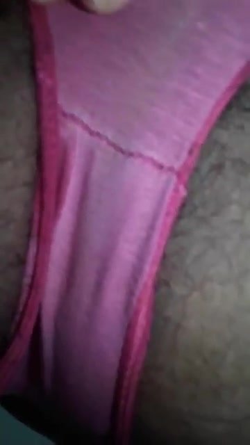 Hairy girl pees her pink panties