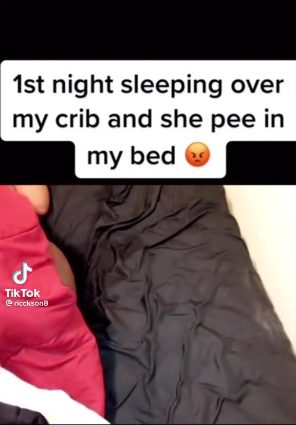 Girl pees her bed at her boyfriends house