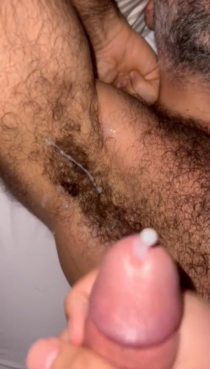 Cumming on my dad's hairy pit