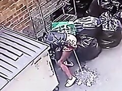 Desperate girl sprays piss in alley - video 2