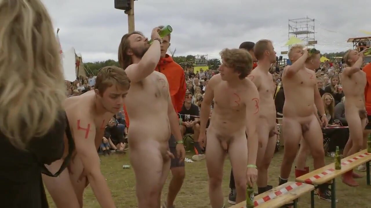 Naked men competition at festival