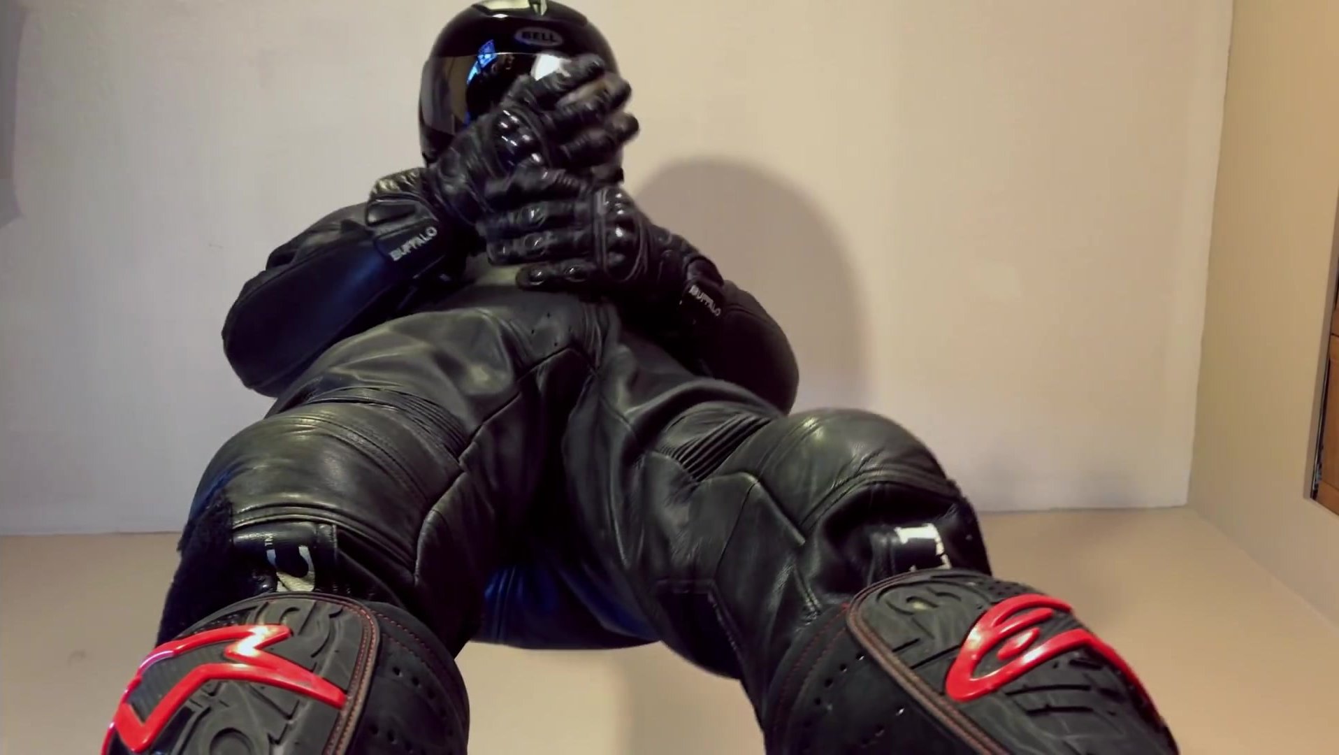 Giant teases tiny with big biker boots