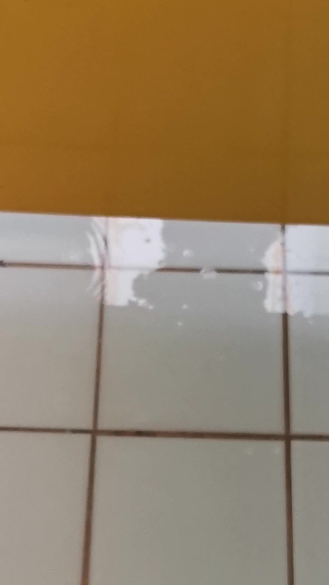 Spying dick in public shower with water reflect