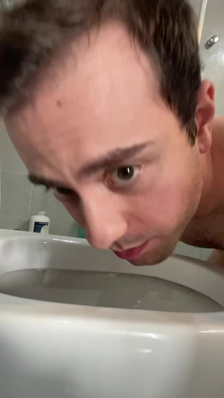 cute twink faggot licks toilet