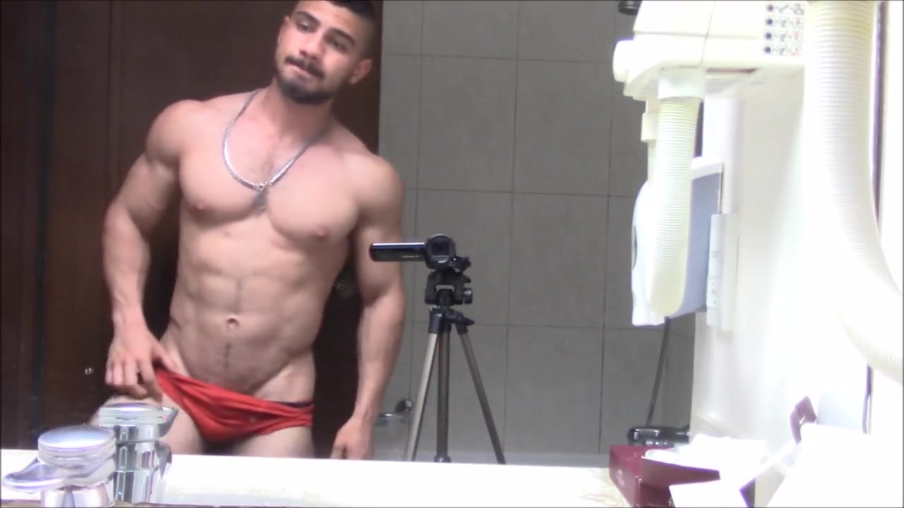 Flexing muscles in bath